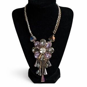 Elegant Purple and Silver Floral Necklace